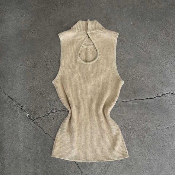 Cache Gold Knit Top with Beaded Detail - Picture 5 of 5